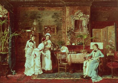 Visit to a New Mother, 1879 by Mihály Munkácsy